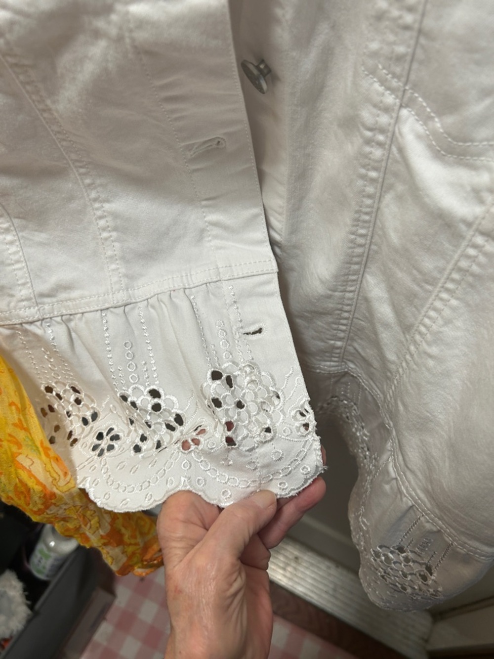 Susan Graver White Jean Jacket – Classic Button-Front - Picture 3 of 4